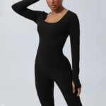 Buddha Stones Women Long Sleeve Backless Jumpsuit Sports Fitness Yoga Bodysuit Bodysuit BS 22