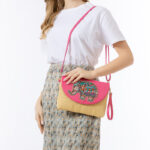 Buddha Stones Hamsa Elephant Flower Straw Woven Crossbody Bag Shoulder Bag Handbag Crossbody Bag BS 13