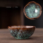 Buddha Stones Peach Blossom Pattern Ceramic Teacup Flower Tea Cups Cup BS PowderBlue