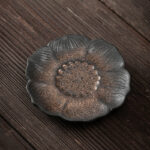Buddha Stones Vintage Lotus Flower Ceramic Cup Mat Pad Tea Cup Coaster Kung Fu Tea Mat Cup Mat BS 11