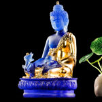 Buddha Stones Medicine Buddha Handmade Liuli Crystal Art Piece Compassion Statue Home Office Offering Decoration Decorations BS 7