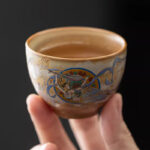 Buddha Stones Dunhuang Flying Apsaras Ceramic Gaiwan Sancai Teacup Kung Fu Tea Cup With Lid Cup BS 13