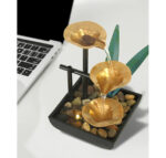 Buddha Stones Three Layers Waterfall Fountain Tabletop Lotus Ornaments With River Rocks Desktop Decoration Decorations BS 11