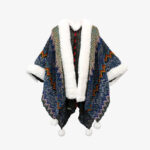 Buddha Stones Tibetan Multicolored Wavy Lines Knitted Striped Shawl Coat Winter Cozy Travel Scarf Wrap Tibetan Shawl BS 4