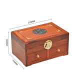 Buddha Stones Antique Handmade Rosewood Jewelry Storage Box Lockable Large Double Layer Flower Wooden Gift Organizer Box Jewelry Storage Box BS 20