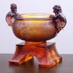 Buddha Stones Handmade Liuli Crystal PiXiu Treasure Bowl Art Piece Home Decoration Decorations BS 12