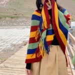 Buddha Stones Tibetan Colorful Striped Design Shawl Tassels Pullover Winter Cozy Travel Scarf Wrap Tibetan Shawl BS 10