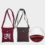 Buddha Stones Handmade OM Mantra Embroidered Spiritual Mind Practice Cotton Crossbody Bag Shoulder Bag Cellphone Bag Bag BS 1