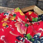 Buddha Stones Ethnic Red Flower Peony Frog-Button Cotton Linen Long Sleeve Shirt Jacket With Pockets 8