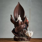 Buddha Stones Lotus Buddha Avalokitesvara Enlightenment Purple Clay Incense Burner Decoration Incense Burner BS Lotus Avalokitesvara