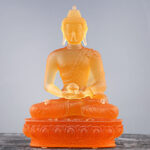 Buddha Stones Buddha Handmade Figurine Liuli Art Piece Serenity Statue Home Offering Decoration Decorations BS Orange Buddha