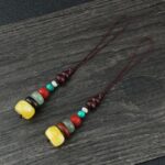 Buddha Stones Green Sandalwood Ebony Wood Gourd Seven Layer Pagoda Positive Phone Hanging Decoration Phone Hanging Decoration BS 10