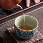 Buddha Stones Blue Lotus Peach Blossom Chrysanthemum Design Ceramic Teacup Kung Fu Tea Cups Cup BS 3