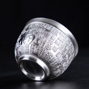 Buddha Stones Fu Character Dragon Phoenix Horse Koi Fish Silver Gilding Ceramic Teacup Kung Fu Tea Cup Cup BS Fu Character 6.3*4.5cm*70ml