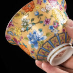 Buddha Stones Peony Flowers Ceramic Gaiwan Sancai Teacup Kung Fu Tea Cup And Saucer With Lid Cup BS 4