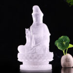 Buddha Stones Kwan Yin Avalokitesvara Handmade Figurine Liuli Crystal Art Piece Wealth Statue Home Offering Decoration Decorations BS 6