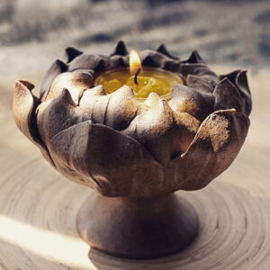 Buddha Stones Lotus Flower Ceramic Candle Holder Incense Burner Home Offering Decoration Candle Holder BS 11*8cm