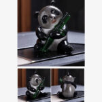 Buddha Stones Color Changing Small Cute Panda Bamboo Tea Pet Resin Home Figurine Decoration Decorations BS 4