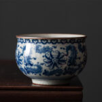 Buddha Stones Mountain Landscape Lotus Orchid Pavilion Gathering Ceramic Teacup Kung Fu Tea Cup Cup BS Lotus 7.8cm*5.2cm*120ml