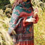 Buddha Stones Tibetan Flowers Leaves Pattern Design Shawl Cozy Travel Scarf Wrap Tibetan Shawl BS 3
