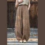 Buddha Stones Ramie Cotton Linen Pants Tie-dye Design Trousers Loose Zen Yoga Women's Pants with Pockets Pants BS 1