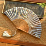 Buddha Stones Cherry Blossoms Sakura Handheld Bamboo Folding Fan 21cm Folding Fan BS 2