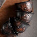 Buddha Stones Lotus Leaf Flower Landscape Dragon Bamboo Ceramic Teacup Kung Fu Tea Cup Bowl Cup BS 17