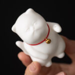 Buddha Stones Mini Cute Cat Ceramic Healing Incense Burner Desk Decoration Incense Burner BS 5
