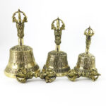 Buddha Stones Tibetan Meditation Bell and Vajra Dorje Copper Balance Handmade Decoration Set Buddhist Supplies BS 5