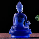 Buddha Stones Medicine Buddha Handmade Liuli Crystal Art Piece Compassion Statue Home Office Offering Decoration Decorations BS 4