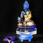 Buddha Stones Medicine Buddha Handmade Liuli Crystal Art Piece Compassion Statue Home Office Offering Decoration Decorations BS 14