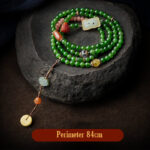 Buddha Stones 108 Mala Beads Cyan Jade Red Agate Laughing Buddha Luck Bracelet Mala Bracelet BS 20