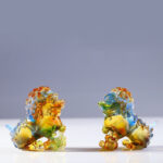 Buddha Stones Handmade Liuli Crystal Lion Art Piece Strength Home Office Decoration Decorations BS main