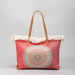 Buddha Stones Large Capacity Dreamcatcher Mandala Tassel Canvas Tote Shoulder Bag Shoulder Bag BS Mandala 50*10*30cm