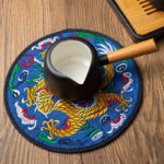 Buddha Stones Dragon Embroidery Cup Mat Pad Tea Cup Coaster Kung Fu Tea Mat Tea Mat BS 12