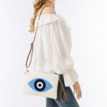 Buddha Stones Evil Eye Leaf Hamsa Canvas Crossbody Bag Shoulder Bag Handbag Crossbody Bag BS 8