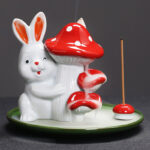Year of the Rabbit Carrot Mushrooms Rabbit Ceramic Bunny Blessing Incense Burner (Extra 30% Off | USE CODE: FS30) Incense Burner BS 10