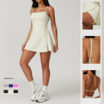Buddha Stones Solid Backless Tennis Yoga Women Sports Dress Sports Dress BS 4