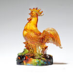 Buddha Stones Handmade Liuli Crystal Rooster Art Piece Home Decoration Decorations BS 5