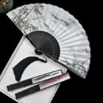 Buddha Stones Vintage Bamboo Peony Butterfly Lotus Handheld Silk Folding Fan With Bamboo Frames Folding Fan BS 2