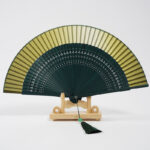 Buddha Stones Gradient Color Hollow Engraved Handheld Bamboo Folding Fan Folding Fan BS Gradient Green 20cm