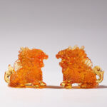 Buddha Stones Feng Shui Kirin Handmade Liuli Crystal Art Piece Home Office Decoration Decorations BS Gold A Pair