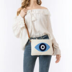 Buddha Stones Evil Eye Leaf Hamsa Canvas Crossbody Bag Shoulder Bag Handbag Crossbody Bag BS 6