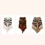 Buddha Stones Tibetan Triangular Shawl Striped Tassels Winter Cozy Travel Scarf Wrap Tibetan Shawl BS 14