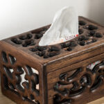 Buddha Stones Retro Wooden Tissue Box Engraved Wooden Tissue Holder Wipes Boxes Decoration Decorations BS 6