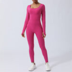 Buddha Stones Women Long Sleeve Backless Jumpsuit Sports Fitness Yoga Bodysuit Bodysuit BS 3