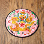 Buddha Stones Dragon Embroidery Cup Mat Pad Tea Cup Coaster Kung Fu Tea Mat Tea Mat BS Pink Dragon