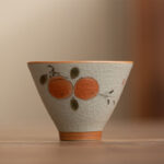 Buddha Stones Persimmon Boat Koi Fish Lotus Ceramic Teacup Kung Fu Tea Cup 50ml Cup BS Persimmon 6.6cm*4.9cm*50ml