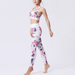 Buddha Stones 2Pcs Sunflower Flowers Leaves Print Top Pants Sports Fitness Yoga Women's Yoga Sets Women's Yoga Sets BS 47