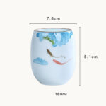 Buddha Stones Koi Fish Lotus Landscape Dandelion Peony Flower Ceramic Teacup Kung Fu Tea Cup Cup BS 6